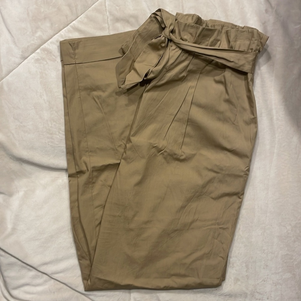 Zara High-rise Wide Leg Pants with Tie Stretch Waist Size Medium